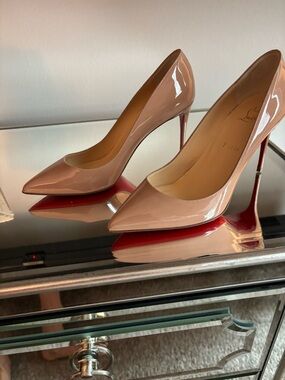 Christian Louboutin Blush Patent Pigalle 100 Stiletto Heels